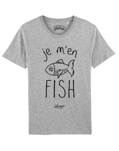 T-shirt Je M'En Fish gris chiné